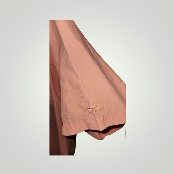 Columbia Men’s Button Up Vented Fishing Shirt Short Sleeve coral! Pink XL - Picture 5 of 9